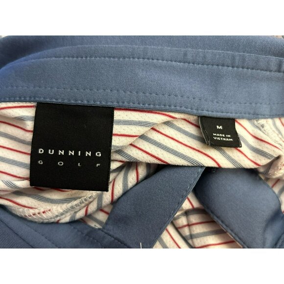 Dunning Golf Men's Red White Blue Striped Performance Polo Medium - Picture 5 of 6